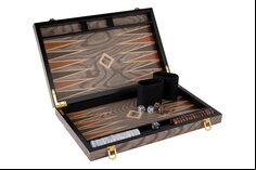 15 inch Deluxe Backgammon Set - Grey Ebony Wood Veneer