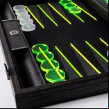 Manopoulos Fluorescent Green UV Leatherette Backgammon Set (19-inch)