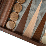 Manopoulos Pearly Grey Vavona 19 inch Wooden Backgammon Set