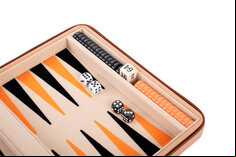 Engelhart 9 inch Backgammon Travel Set - Salmon / Beige