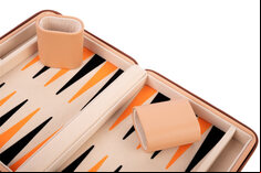 Engelhart 9 inch Backgammon Travel Set - Salmon / Beige