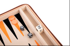 Engelhart 9 inch Backgammon Travel Set - Salmon / Beige