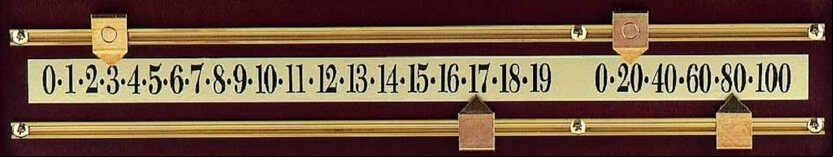 2 solid brass runners (cut to size, screws not included) and 6 solid brass pointers for billiards scoreboard