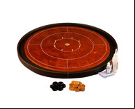 Masters Crokinole Tournament Board - Cherry & Chocolate - LEATHERETTE DITCH (with discs, powder & wax wipe set)