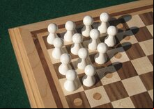 Hand-made Halma board with wooden pawns and rules