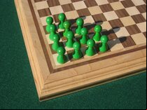 Hand-made Halma board with wooden pawns and rules