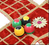 Pachisi - cloth board, beehive pieces & cowry shells (gold stitching)