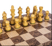 Manopoulos Walnut Burl Chess Set with Staunton Chessmen