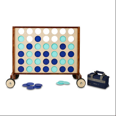 Deluxe Wooden Giant 4-in-a-Row Game with Wheels, 120 x 100 cm