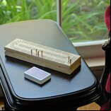 Cabinet Cribbage - Wooden 3 Track Board with Pegs, Cards & Storage