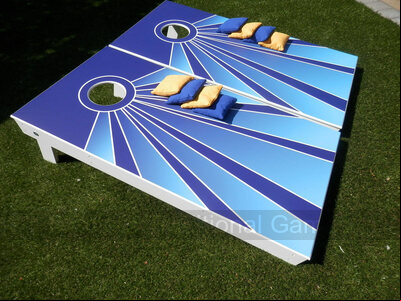 Cornhole - Full Deluxe Set - 2 boards, 8 bags [Blue Stripes]