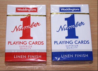 Pair of Waddingtons No. 1 Playing Cards (1 red, 1 blue)